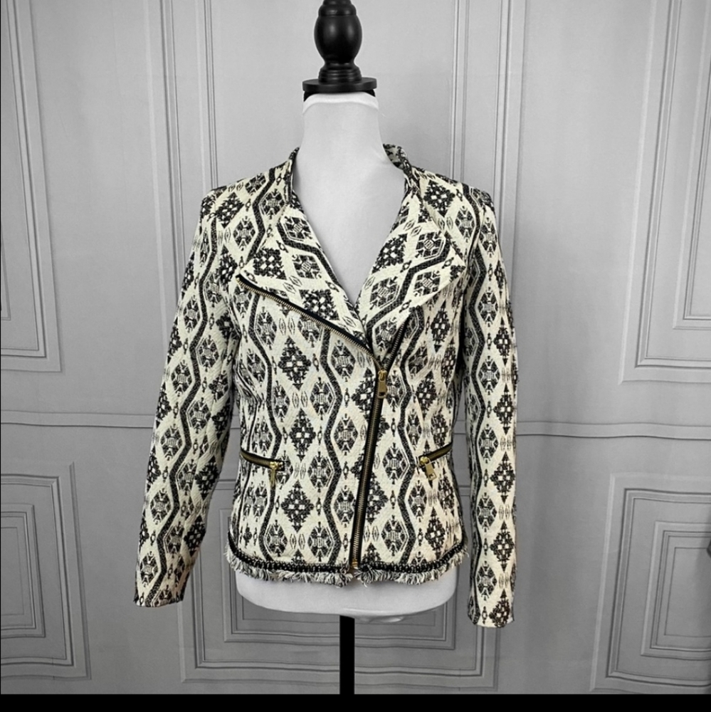 Black and white Moto jacket